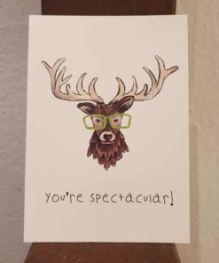 Postkarte Hirsch mit Brille